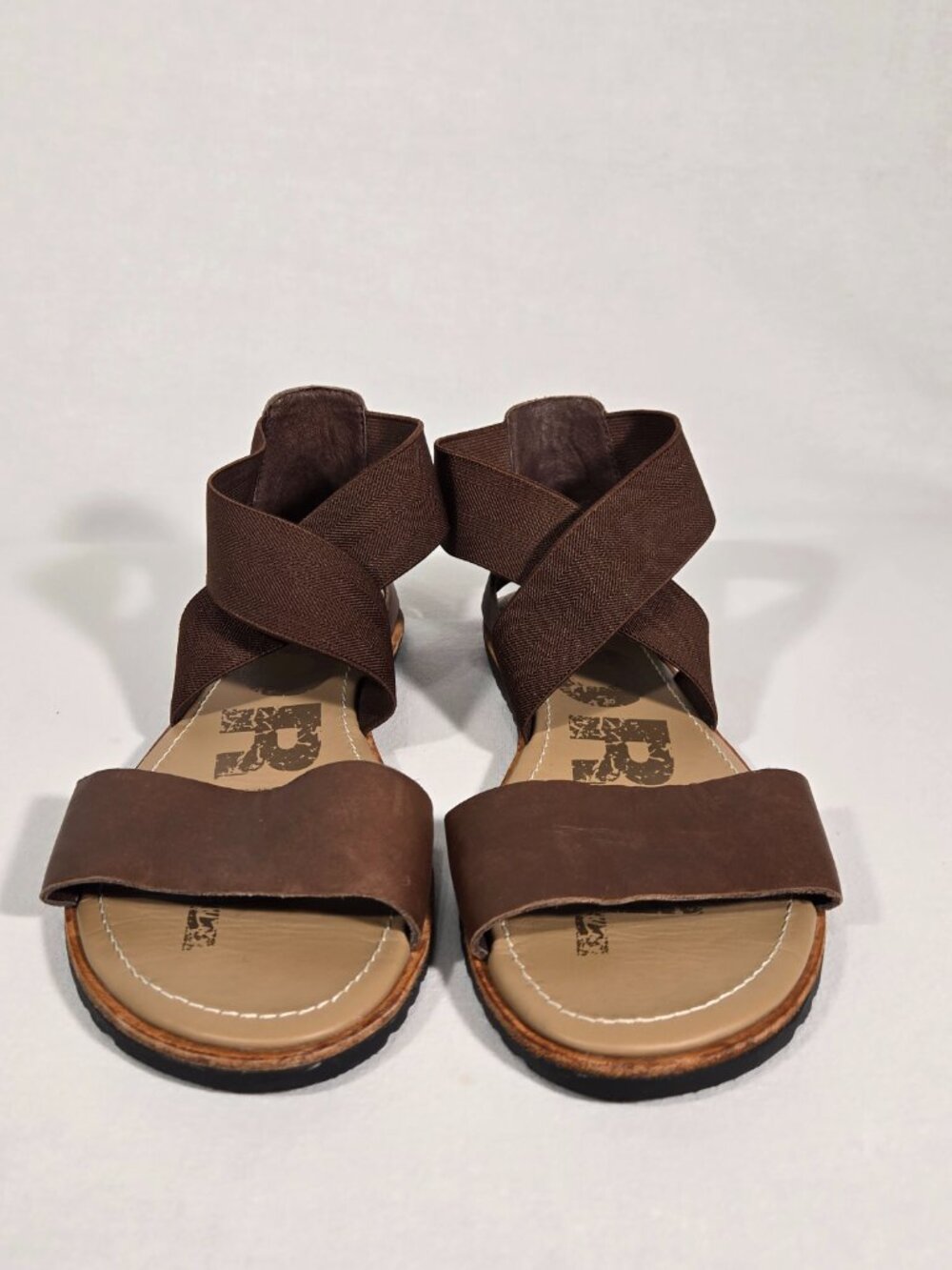 SOREL Ella BOHO Brown Leather & Elastic Gore Straps Gladiator Sandal Women Sz. 8 - Picture 5 of 17